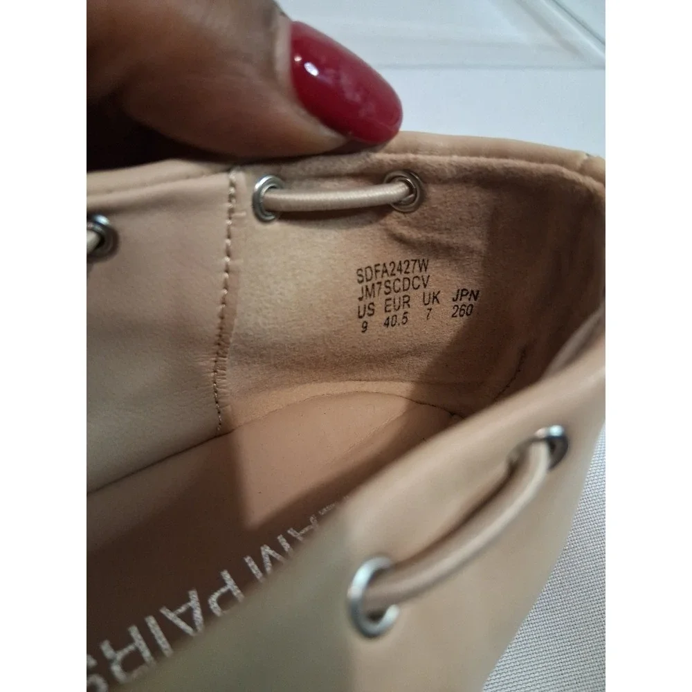 Dream Pairs Women's Beige Ballet Flats Square Toe Bow Slip On Shoes Size 9
